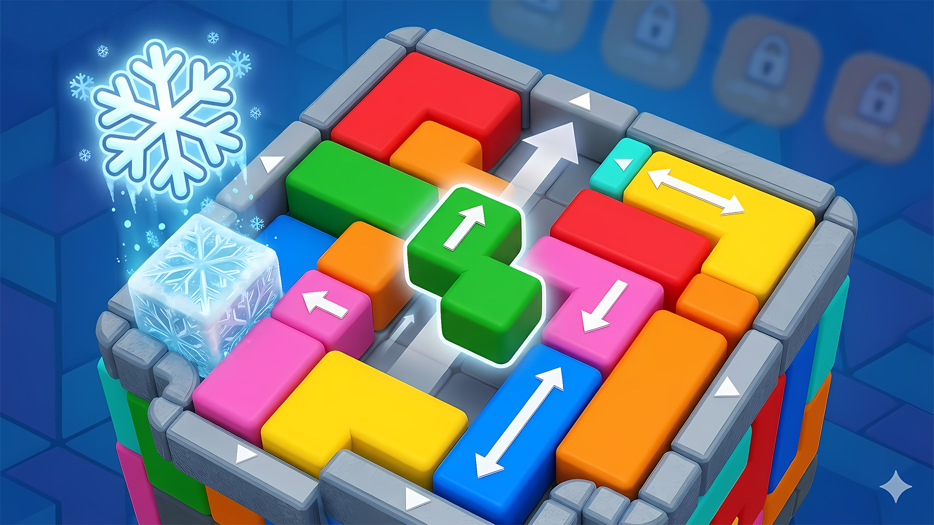 ColorSlide icy obstacle board with directional blocks